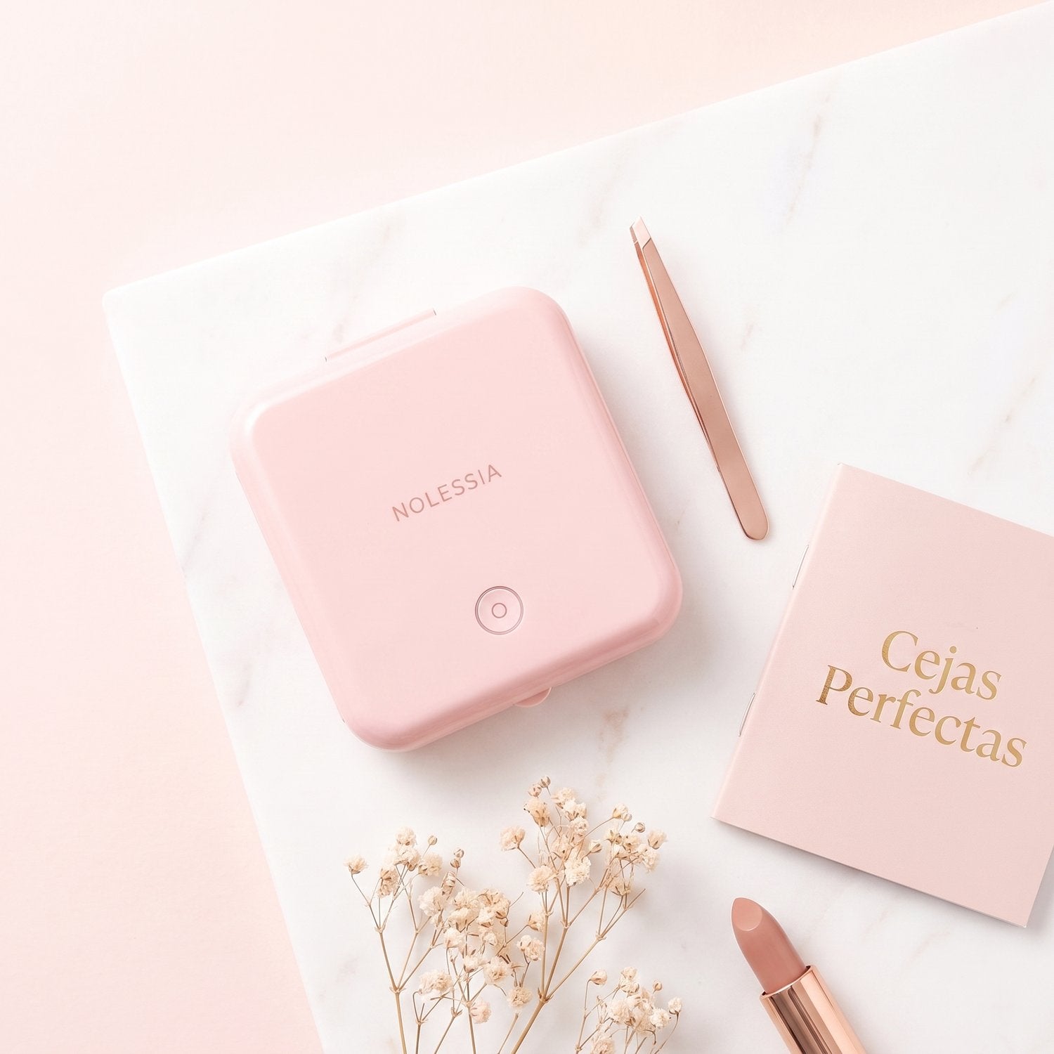 Kit NOLESSIA completo: espejo LED, pinzas de precisión y guía de cejas