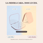 La misma cara con luz fria y luz calida — luz regulable NOLESSIA