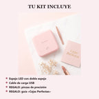 Kit NOLESSIA: espejo LED, cable USB, pinzas de regalo y guia Cejas Perfectas