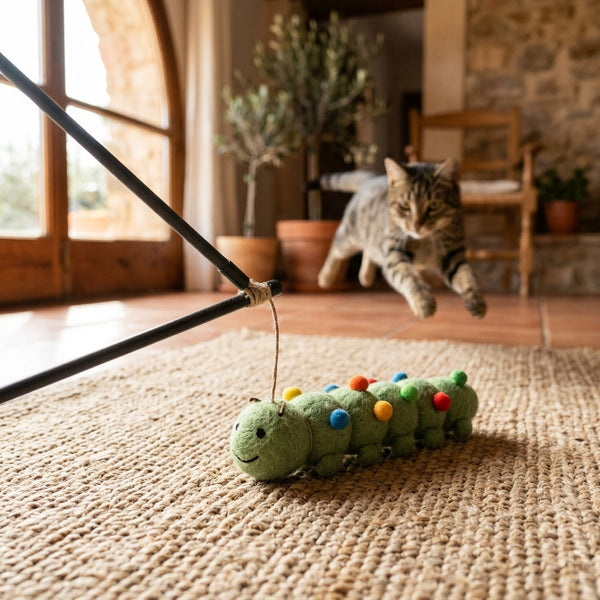Caña Plumero Oruga para Gatos